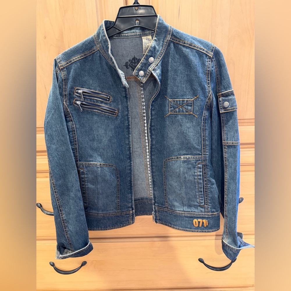 Vintage Women’s Roxy Blue Denim Jacket Zippers 80s Y2K Size Small